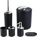 6-Piece Plastic Bathroom Accessory Set — Toothbrush Holder, Dispenser, Soap Dish & More