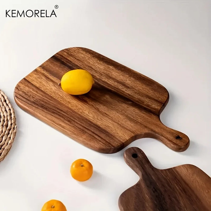 Wooden Cutting Board with Handle — Rectangle Food-Safe Board for Fish, Cheese, Bread & Fruit