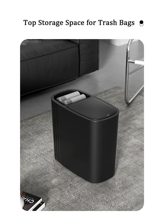 Large-capacity Oval Rubbish Bin with Press Lid — Odour-sealing PP Bin for Home