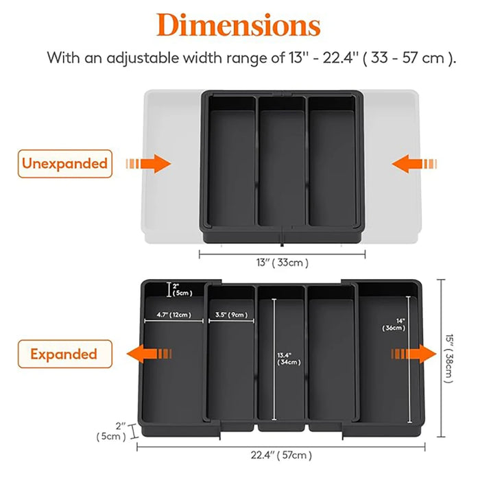 Expandable Utensil Tray — Adjustable Cutlery Organiser for Kitchen Drawers