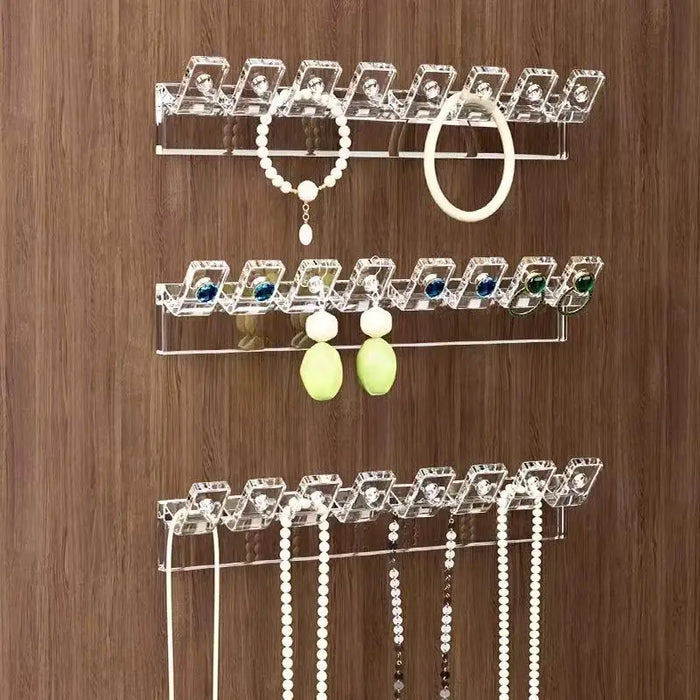 Necklace Storage Rack — 3/6/12/18pcs Wall-Mounted Anti-Tangle Jewellery Display with 8 Hooks