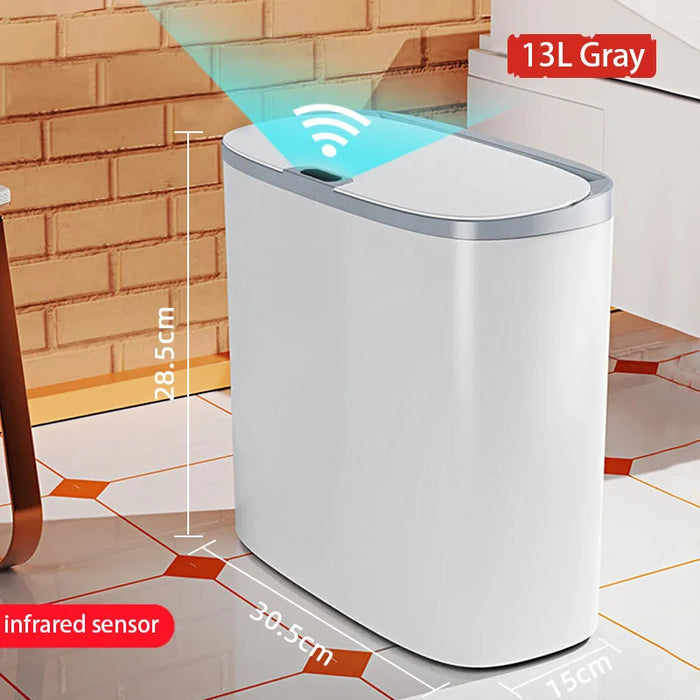 Automatic Touchless Bin with Lid — Motion Sensor, Waterproof Slim Design (13L)