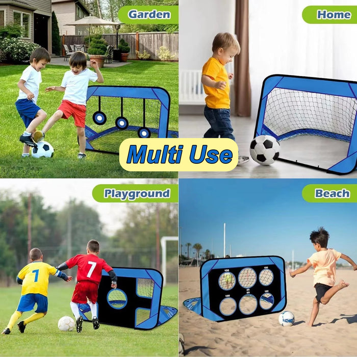 4-in-1 Pop-Up Kids Football Goal – Foldable 120×80×80cm Target Net