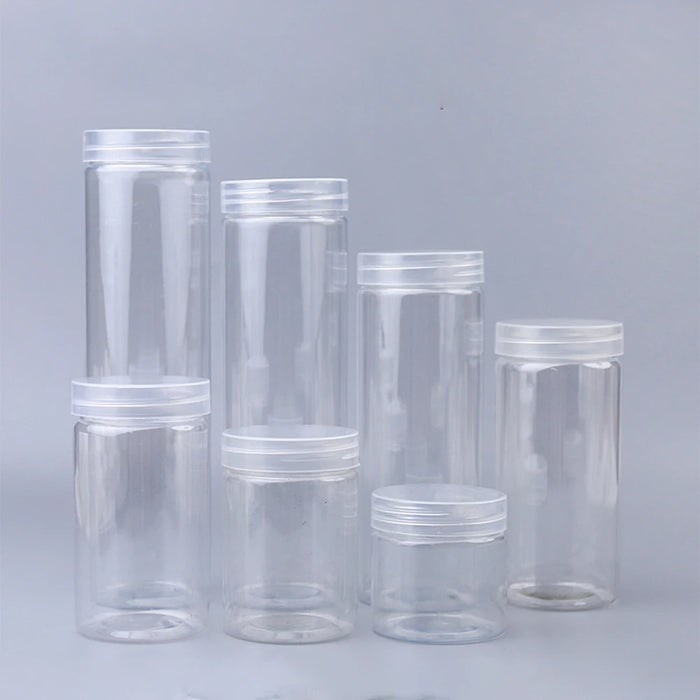 30 Clear Food-Grade PET Storage Jars with Lids – Assorted Sizes