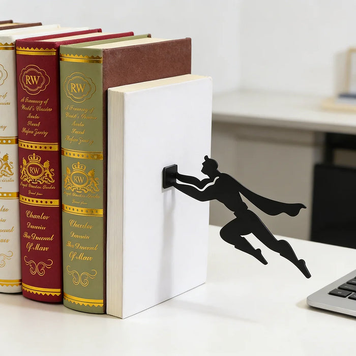 Superhero Metal Bookend — Floating Kids Wall Bookshelf (Model B001)