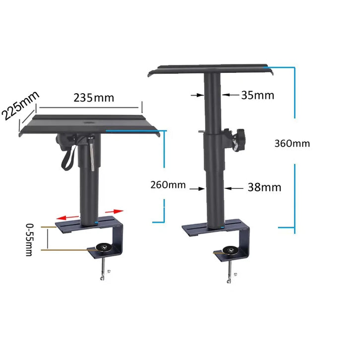 XP-07 Universal Height-Adjustable Speaker Stands (Pair) — 260–360mm, 360° Rotating Clamp Mount