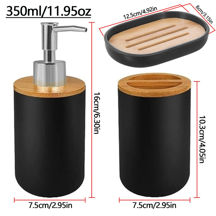 Bathroom Set – Soap Dispenser, Toothbrush Holder & Soap Box (Plastic)