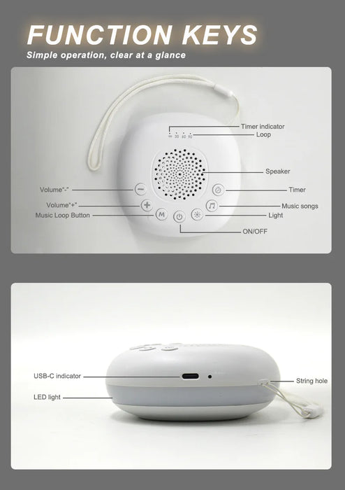 Portable Baby Soother — White Noise, Lullabies & Smart Noise Detection