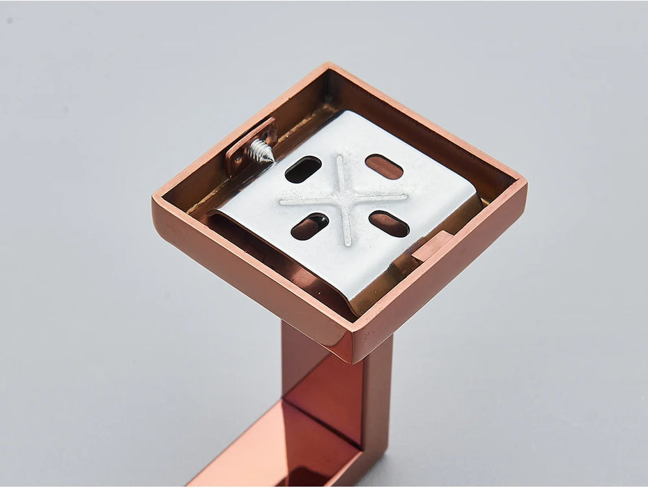 Rose Gold Bathroom Hardware Set — Stainless Steel Towel Rail, Toilet Paper Holder & Hook