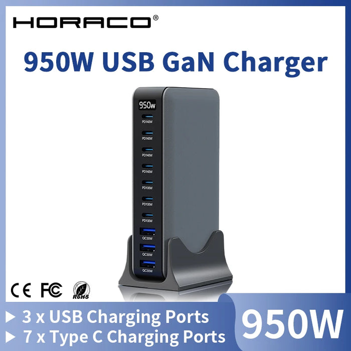 950W GaN USB‑C Multiport Charger — PD3.0/PPS, Fast Charging for Laptop & Phone