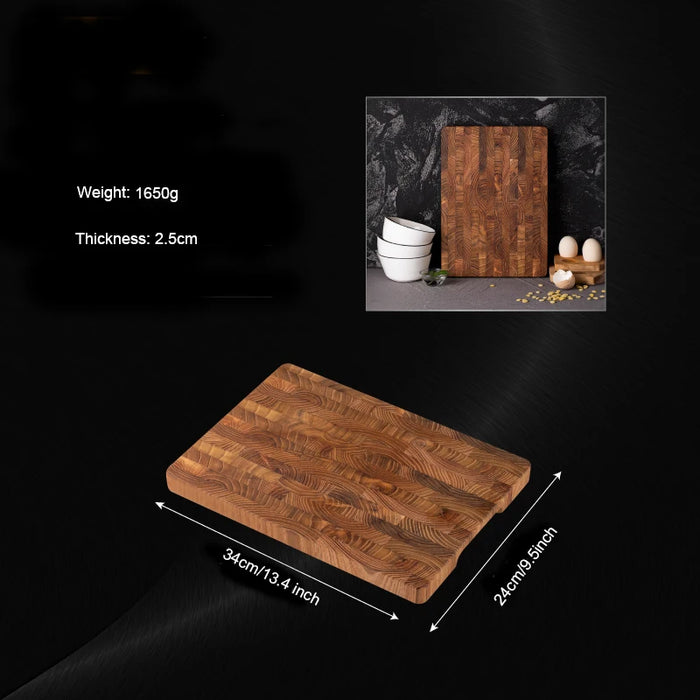 Large Teak Wood Cutting Board — 16.5 x 11.8 in or 13.3 x 9.5 in, 1 in Thick