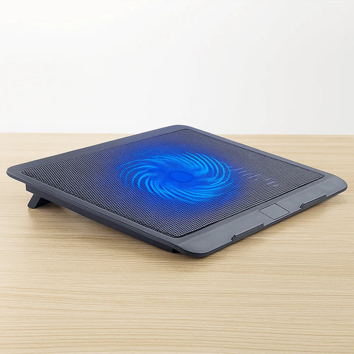 Portable Adjustable Laptop Cooling Pad – USB-Powered Metal Mesh Cooler with LED