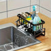 Kitchen Sink Sponge Holder – Auto-Draining Plastic Sink Caddy with Removable Brush Holder