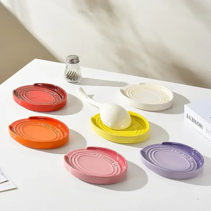 Porcelain Spoon Rest — Large Ceramic Utensil Holder for Hob & Worktop