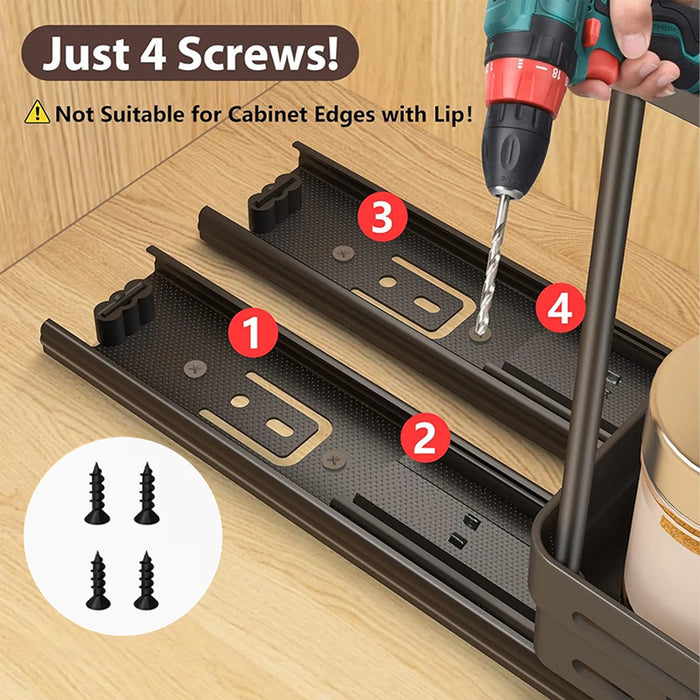 Pull-out 2-Layer Plastic Spice Rack — Large Capacity Kitchen Organiser