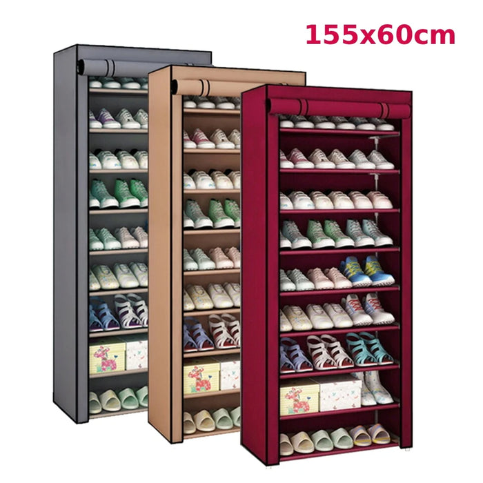 Adjustable 9-Compartment Shoe Cabinet 60 x 30 x 155cm – Dust-proof Multi-layer