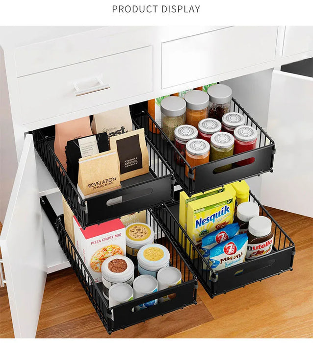 Kitchen Pull-Out Cabinet Organiser – Slide-Out Spice & Snack Storage