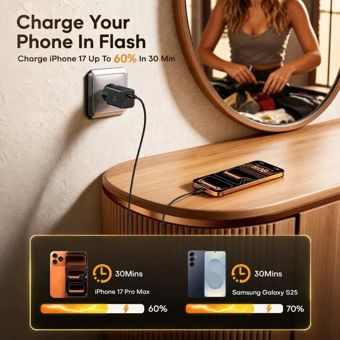 QOOVI 65W GaN USB-C Charger — USB PD, Quick Charge 4.0 & PPS