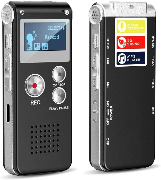 Digital Voice Recorder — 1536kbps, MP3 Player, USB & Voice‑Activated