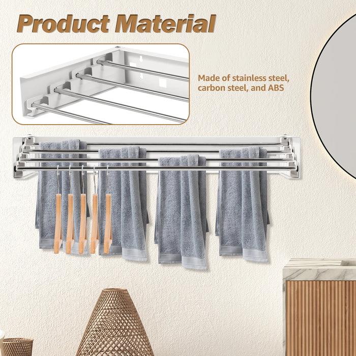 Folding Wall-Mounted Clothes Drying Rack — Retractable, Space-Saving
