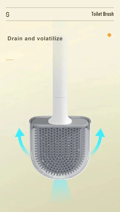 Wall-Mounted Soft TPR Toilet Brush with Removable Handle — Space-Saving