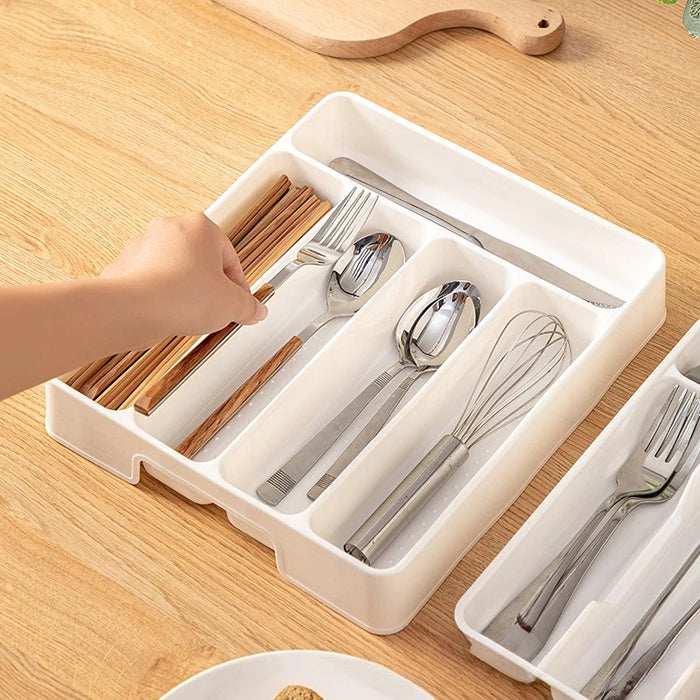 Adjustable Kitchen Drawer Organiser Tray — Moveable Dividers for Cutlery & Utensils