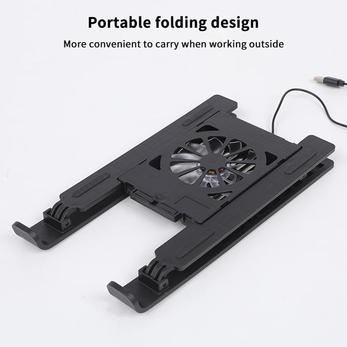 Foldable Laptop Cooling Stand with Single Fan - Portable Elevated Notebook Holder