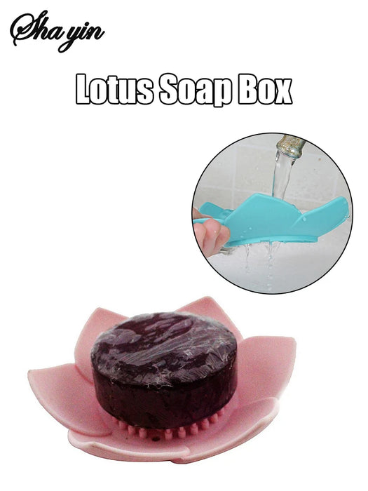 Silicone Lotus Soap Dish with Drain — Single Bathroom Soap Holder