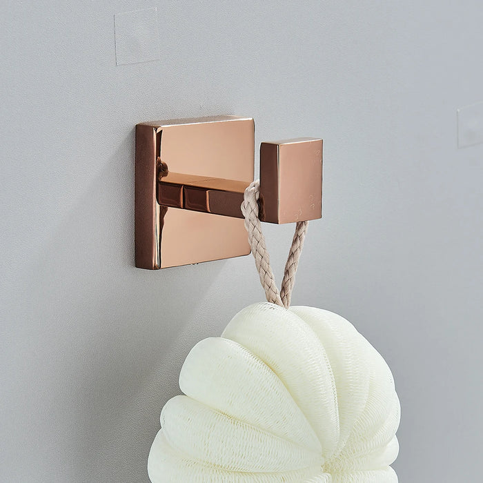Rose Gold Bathroom Hardware Set — Stainless Steel Towel Rail, Toilet Paper Holder & Hook