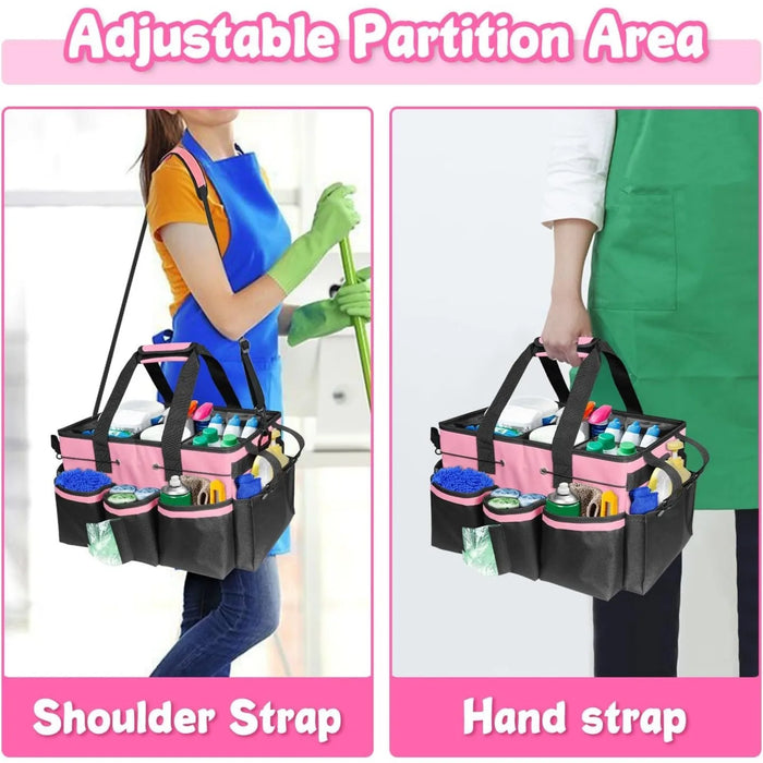 Large Cleaning Caddy Tote with Support Board & Multi-compartment Organiser