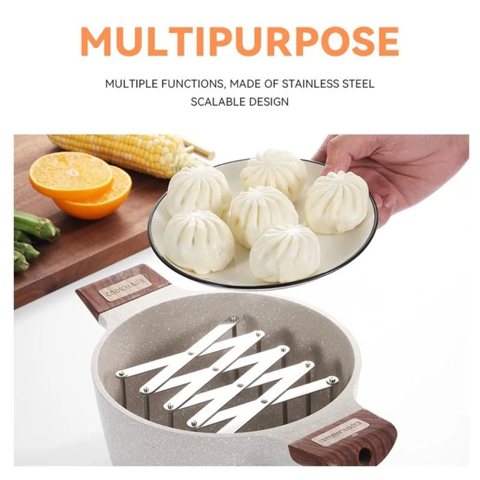 Retractable Stainless Steel Pot Lid Rack — Adjustable Foldable Kitchen Organiser