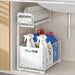 2-Tier Under-Sink Pull-Out Organiser — Adjustable Height Thickened Metal Sliding Drawers (Black or White)