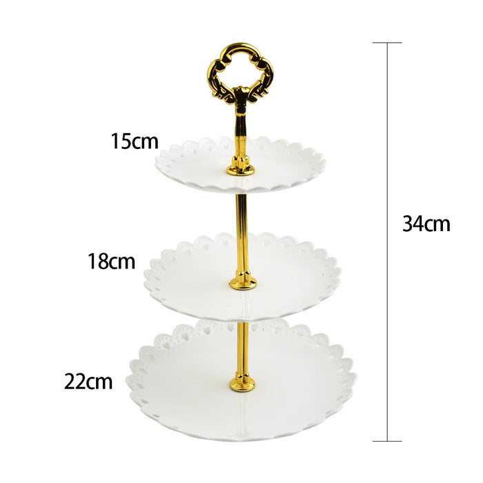 3-Tier ABS Cake Stand — Fruit & Dessert Display (Black or White)