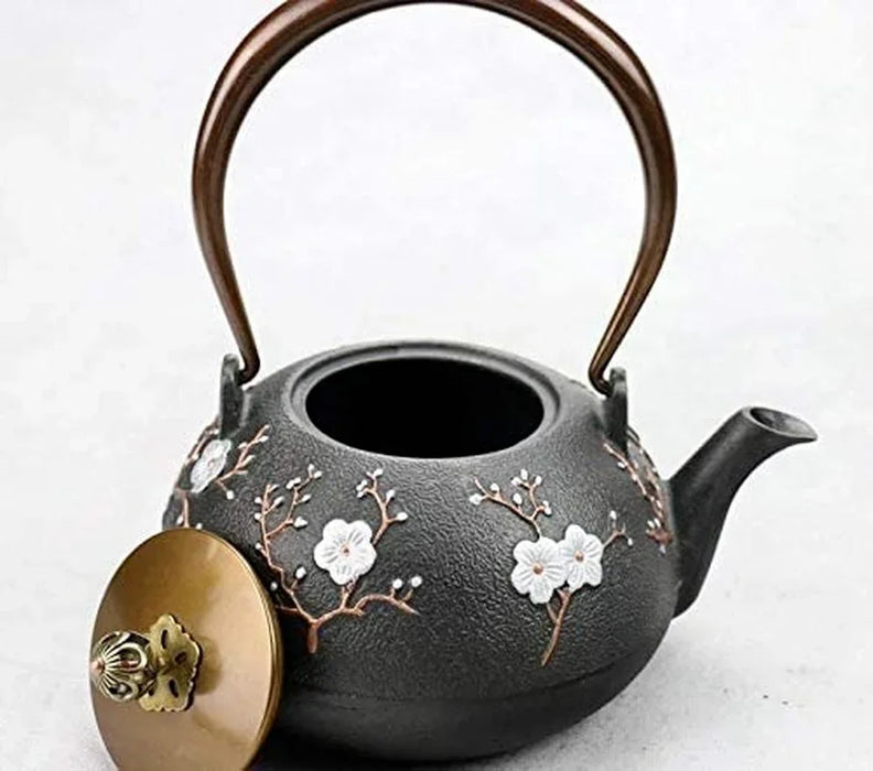 Cast Iron Peanut Teapot Kettle — about 1.0 L (Black)