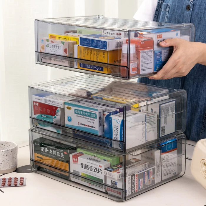 Acrylic Drawer Medicine Box – Stackable, Large Capacity, Durable Design