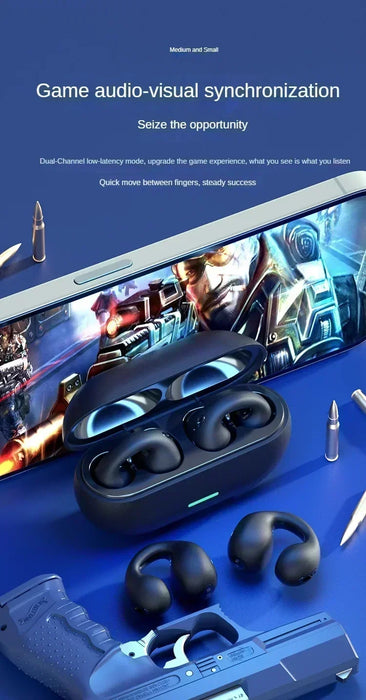 TWS Bluetooth 5.3 Clip-On Air-Conduction Earphones — ENC Calls & Gaming Mode
