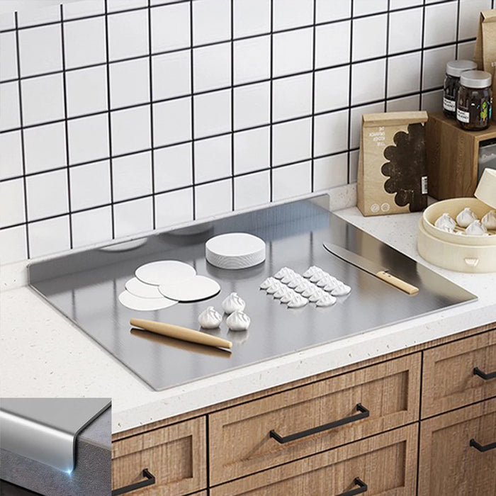 L-shaped Stainless Steel Double-Sided Chopping Board — Large Cutting & Kneading Panel