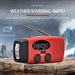 2000mAh Emergency Radio with 3-LED Torch, Solar & Hand-Crank Charging (FM/AM/WB)