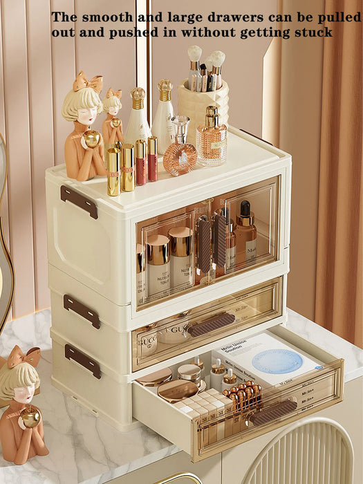 Foldable Transparent Drawer Cosmetic Organiser — Dustproof Multi‑Layer Makeup Storage