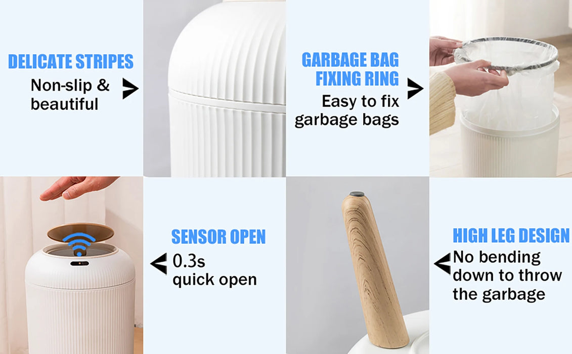 10L Motion Sensor Bin with Lid — Automatic Small Rubbish Bin for Kitchen & Bathroom
