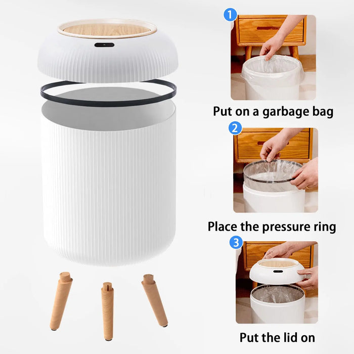 10L Motion Sensor Bin with Lid — Automatic Small Rubbish Bin for Kitchen & Bathroom