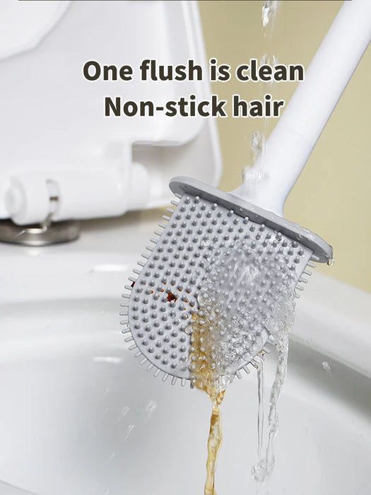 Wall-hanging Long-handle Toilet Brush with Silicone Head, 36×9×4 cm