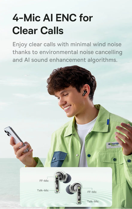 Baseus E Series – ANC True Wireless Earbuds, 12mm SuperBass, Bluetooth 6.0