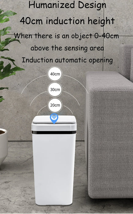 12L Touchless Sensor Bin — Slim Motion-Activated Lid for Bathroom, Kitchen & Office