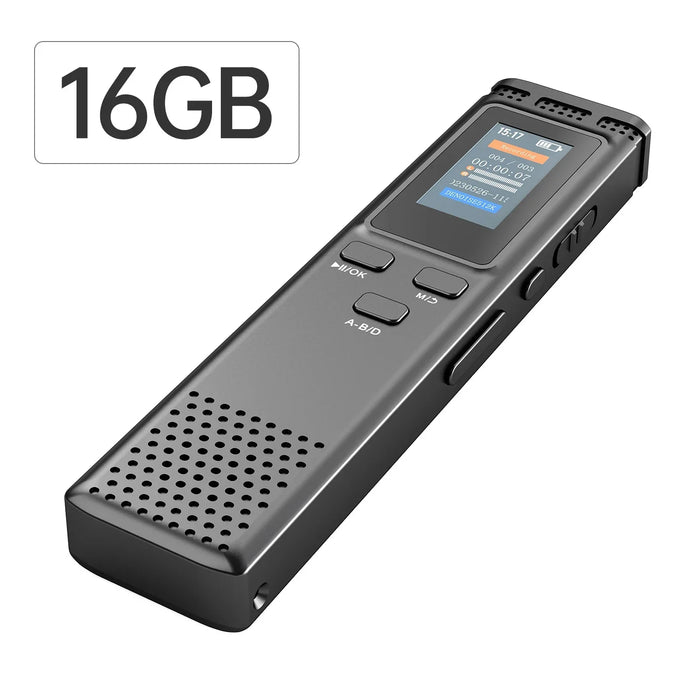 Digital Voice Recorder — 64GB / 16GB / 8GB, Voice-Activated MP3 Player with Noise Reduction