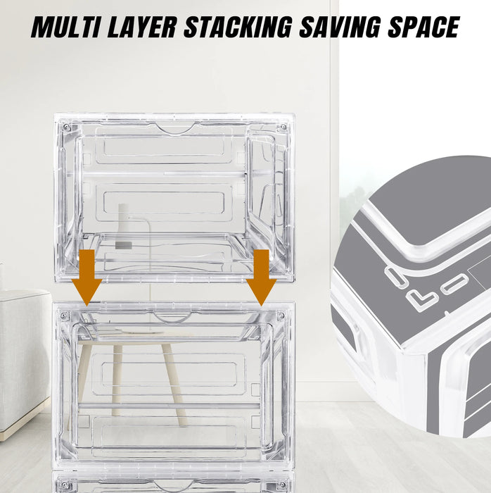 Clear Magnetic Stackable Shoe Boxes — 6/9/12 Pack, Flip-Front Organisers