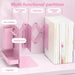 Retractable Metal Desktop Bookstand with Basket, Hooks & Removable Pen Holder