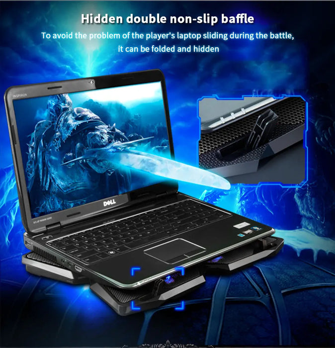Laptop Cooler Stand with 4 Fans & 2 USB Ports — Fits 13–17 inch