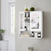 Double‑Door Wall‑Mounted Mirror Cabinet with Open Shelves, 56 x 13 x 58cm, White