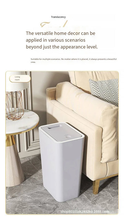 Slim Press-Top Pop-Up Bin — One-Touch Lid, Airtight Odour Lock, 10L
